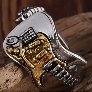 Retro Electric Guitar Design Open Ring, Rock Punk Style Ring For Music Lovers